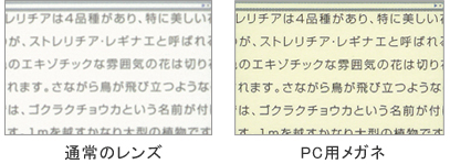 通常のレンズとPC用メガネの見え方の違い